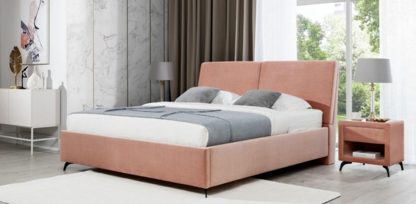 Cama rosa dormitorio muebles de madera textil hotel camas estilo Art déco.
