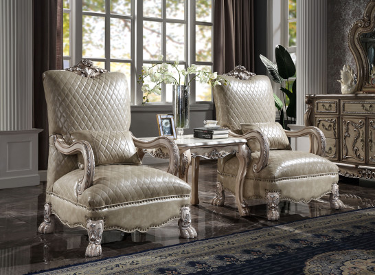 Sillón de hotel tapizado Sillas clásicas de madera de un solo asiento de cuero salón de estilo barroco.
