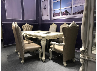 Estilo antiguo barroco Mesa de comedor Mesa de madera real Mesas de diseñador clásicas