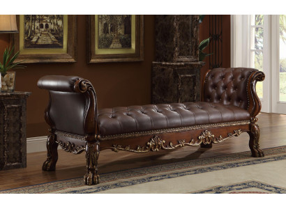 Chesterfield Chaiselongue Tumbona Otomana Sofá de Cuero Genuino Relajante Chaise