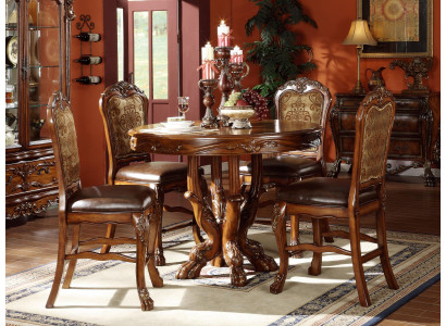 Mesas redondas de comedor de madera de diseñador marrón.