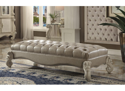Taburete Auxiliar Chaiselounge Reposapiés Chesterfield Cuero Otomana Barroco Rococó