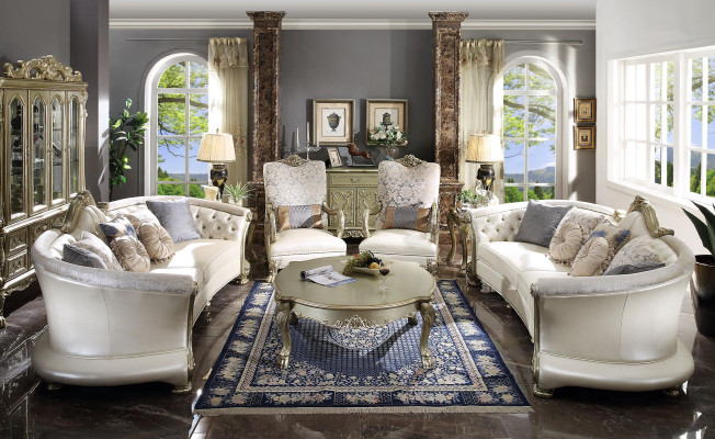 Conjunto de sofás Chesterfield de lujo 4+4+1+1 plazas con mesa de centro muebles sofá.