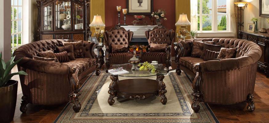 Conjunto de sofá Chesterfield de lujo de 3+2+1 plazas con mesa de centro de muebles.