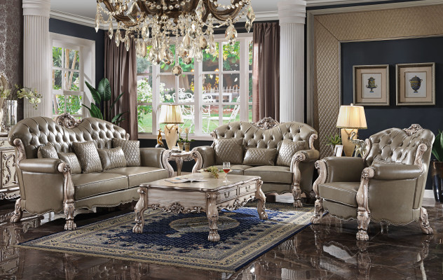 Sofá tapizado de 3 2 1 plazas con mesa de centro de madera 4 piezas. Conjunto de muebles de lujo para sofá.