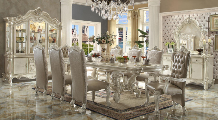 Estilo barroco comedor conjunto de comedor de lujo mesa de comedor 8 sillas aparador espejo