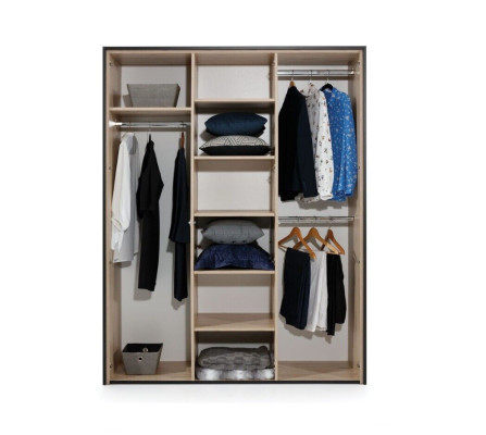 Armario de color marrón de madera, diseño de muebles de lujo para dormitorio moderno.