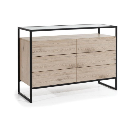 Cómoda Loft de madera marrón de diseño de muebles de 120 cm Aparador Armario