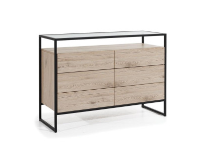 Cómoda Loft de madera marrón de diseño de muebles de 120 cm Aparador Armario