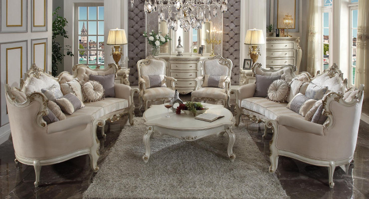 Muebles de lujo Conjunto de sofás Sofá Polster 4+4+1+1 con mesa de centro