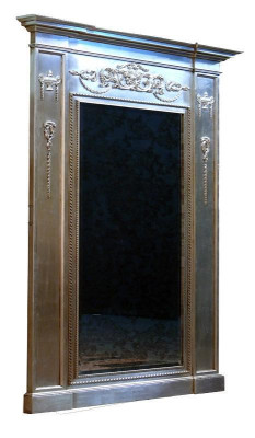 Espejo plateado barroco xxl grande Espejo de pared de madera 132x14x220cm Marco