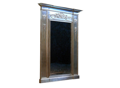 Espejo plateado barroco xxl grande Espejo de pared de madera 132x14x220cm Marco