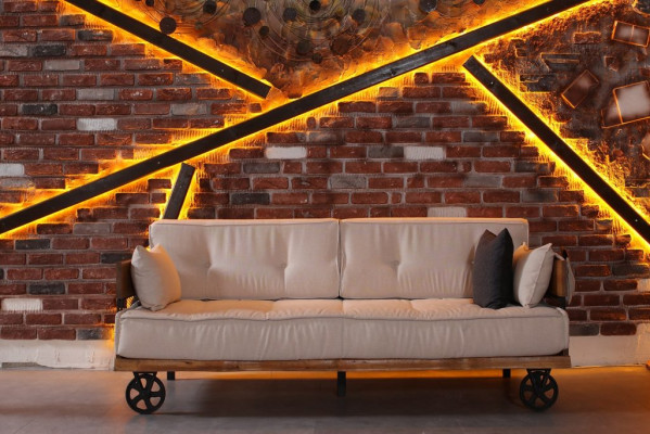 Lujo sofá sofá tapizado muebles 3+3 juego de asientos con mesa de centro Loft