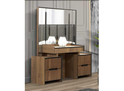 Elegante tocador con espejo, muebles de lujo en el dormitorio, nuevo.