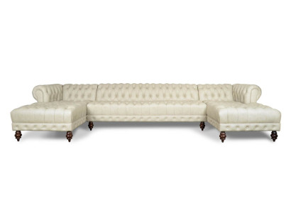 Sofá Chesterfield en forma de U, sofá de salón de cuero clásico, sofá esquinero - 366