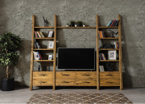 Mueble de pared de lujo, armario, muebles de salón, aparador rtv, de madera.