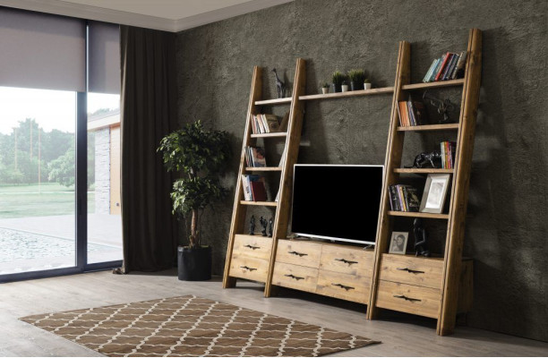Mueble de pared de lujo, armario, muebles de salón, aparador rtv, de madera.
