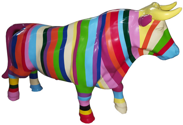 Figura abstracta de vaca diseño loft esculturas coloridas figuras hechas a mano decoración.