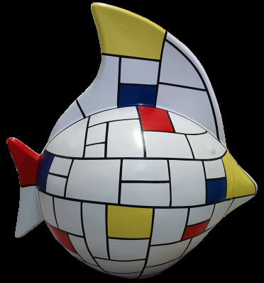 Escultura Diseño abstracto Estatua Figuras coloridas Pintadas a mano Decoración Peces Nuevo