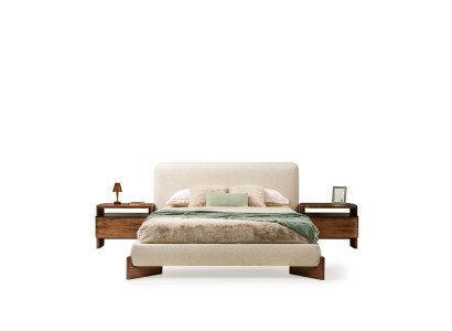 Conjunto de dormitorio cama doble mesitas de noche juego de 3 piezas blanco diseño.