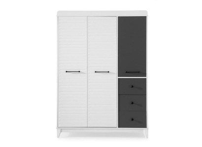 Elegante armario de madera con diseño blanco de muebles para habitación infantil.
