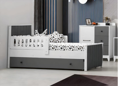 Cama para niños Habitación infantil Muebles de habitación infantil Estructura de cama Madera blanca