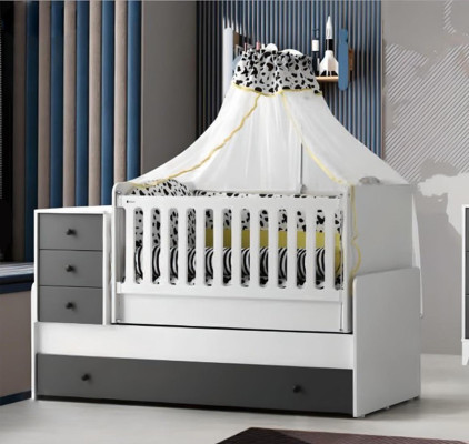 Cama infantil moderna de madera cama funcional cama extensible 200 madera blanco