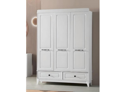 Armario blanco de madera, diseño de armario para habitaciones infantiles.
