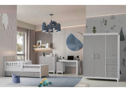 Conjunto de habitación infantil: cómoda, armario, cama y escritorio