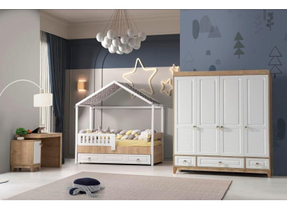 Juego moderno de habitación infantil, cama, armario, escritorio, 3 piezas, nuevo.