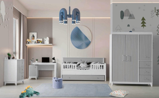 Conjunto de habitación infantil de 4 piezas: juego de muebles completo para una decoración perfecta.
