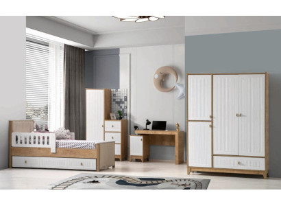 Conjunto de habitación infantil completo Cama 2x Armario Mesa Claro 4 piezas Nuevo.