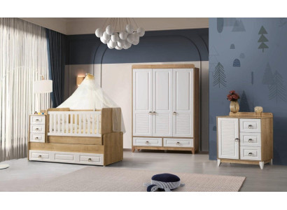 Juego completo de habitación infantil Cama Armario Cómoda Claro 3 piezas Nuevo