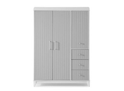 Moderno dormitorio infantil. Armario de lujo en gris con mucho espacio de almacenamiento.