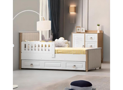 Marco de la cama cuna de 200 cm para niños Marco de la cama Dormitorio infantil Estructuras de cama de madera blanca