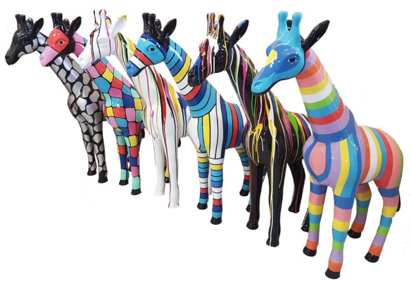 Escultura, diseño abstracto, estatua, figuras coloridas, pintadas a mano, decoración seleccionable.