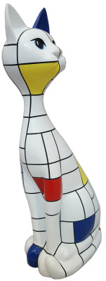 Gato diseñador Estatuas decorativas modernas Figuras pintadas Estatuas abstractas de 95cm