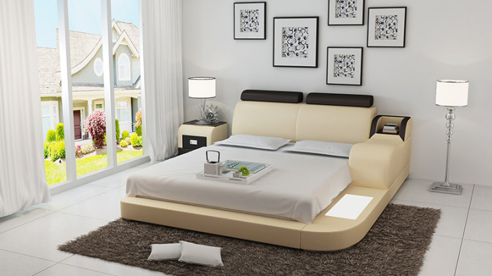 Diseño de cama de lujo Luxus Betten cuero Dormitorio moderno 140/160/180 LB8813