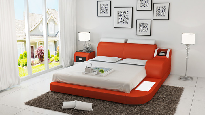Diseño de cama de lujo Luxus Betten cuero Dormitorio moderno 140/160/180 LB8813