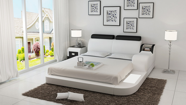 Diseño de cama de lujo Luxus Betten cuero Dormitorio moderno 140/160/180 LB8813