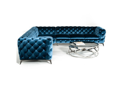 Sofá Chesterfield de lujo de terciopelo esquinero, esquinero acolchado, sofá de asiento sofás.