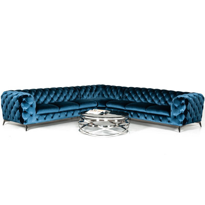 Sofá Chesterfield de lujo de terciopelo esquinero, esquinero acolchado, sofá de asiento sofás.