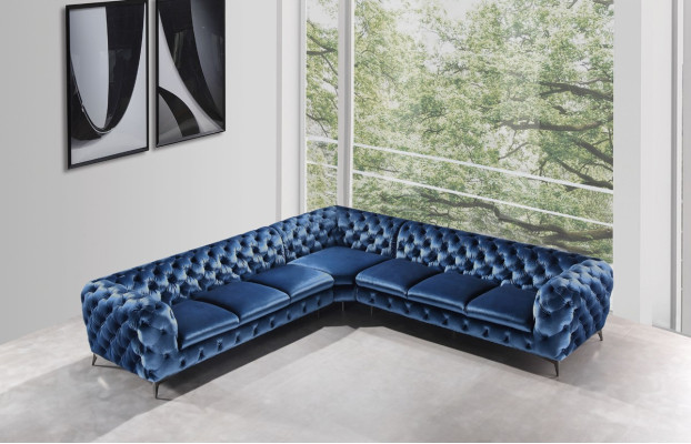 Sofá Chesterfield de lujo de terciopelo esquinero, esquinero acolchado, sofá de asiento sofás.