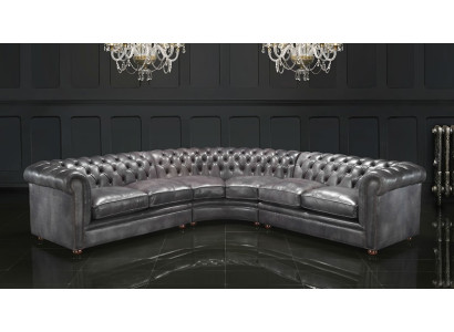 Sofá de esquina Chesterfield, sofá de diseño esquinero, sofá de terciopelo de cuero sofá vintage 2016-14.