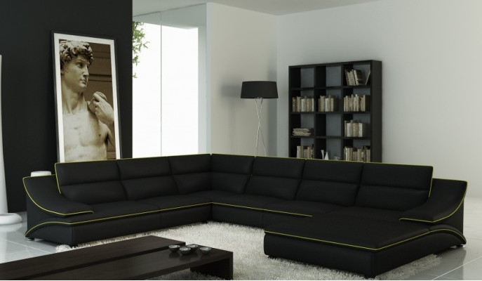 Sofá esquinero con USB, sofá de cuero, sofá de sala de estar, sofá, asientos, conjunto de esquina en forma de U, Eltmann.
