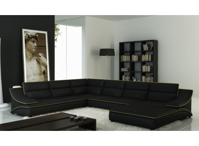 Sofá esquinero con USB, sofá de cuero, sofá de sala de estar, sofá, asientos, conjunto de esquina en forma de U, Eltmann.