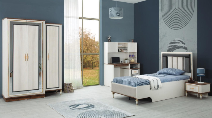 Conjunto de cama infantil completa muebles para niños cama niño Blanco Madera Set 4 piezas Moderno