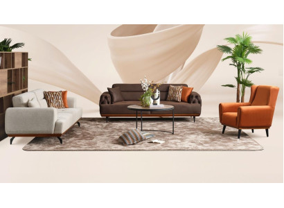 Sofá de tela de 4 piezas con tres plazas, sillón y sofá multicolor 3+3+1+1.