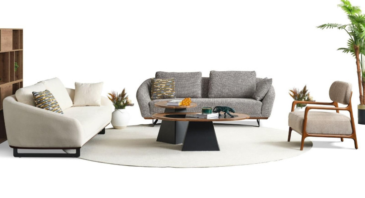 Sofá de tres plazas, sillón y sofá de tela beige, conjunto de sofás de tela gris 3+3+1.