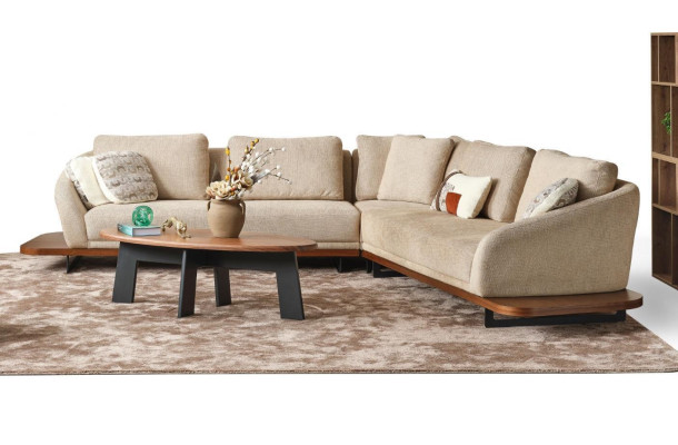 Sofá tapizado en forma de L, sofá de esquina, sofá de salón Sofás beige modernos